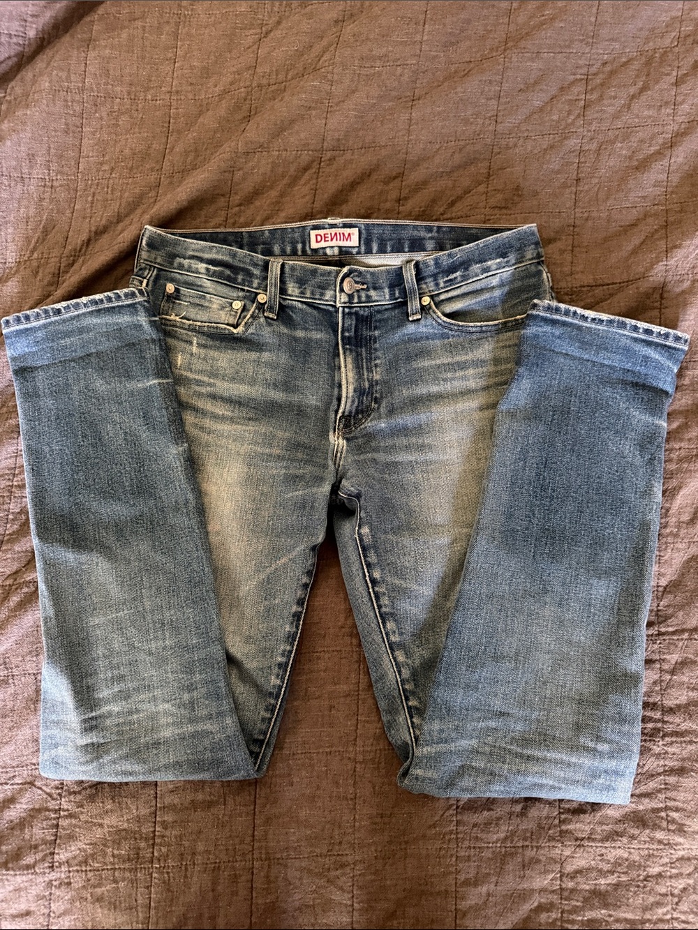 SMN Denim 32/31 The Finn Slim-Straight Men's Jeans in Blue Washed Finish
